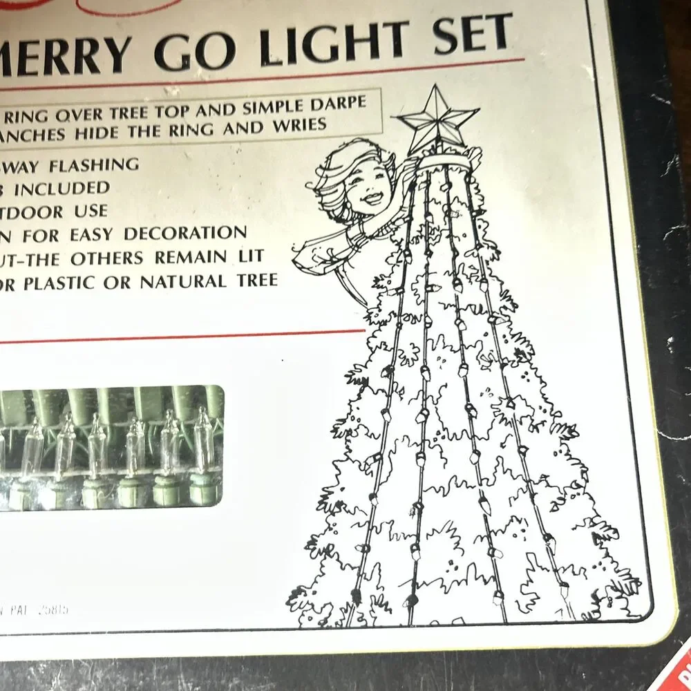 108 Merry Go Light Tree Shaped Lighting Clear Bulbs Vintage Christmas Treasury